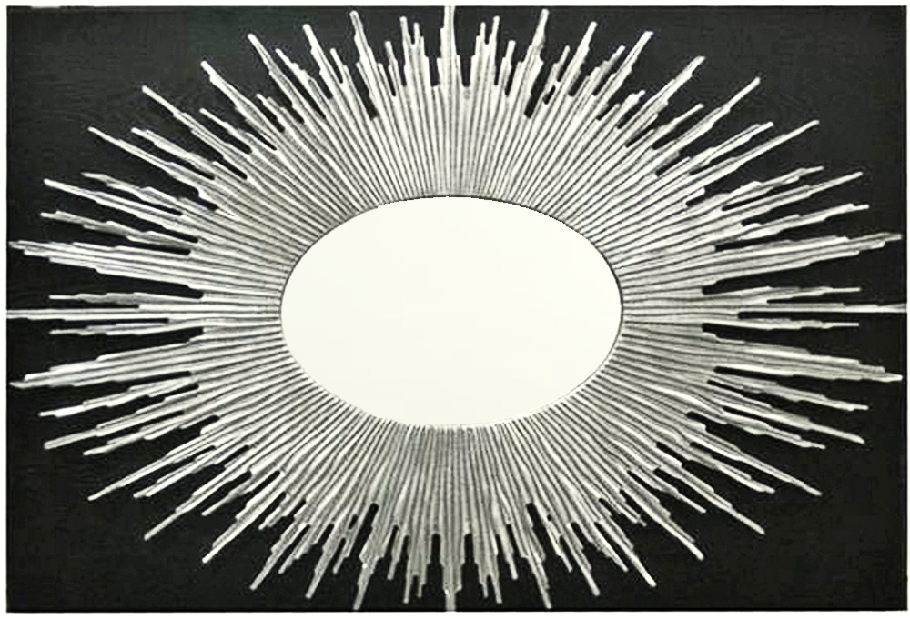 MS174 Wall décor art mirror silver modern oval sun shaped